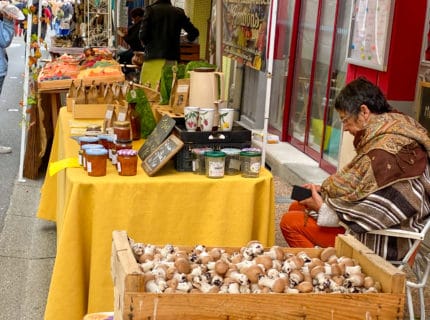market stalls at a French market