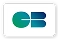 Green and blue logo with stylized letters on a white background